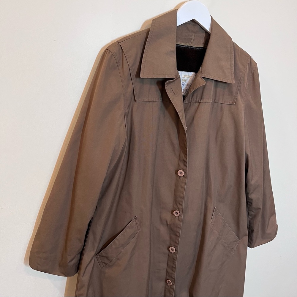 Maxi Full Ankle Length London Fog Long Coat Taupe Womens 16R Removable Liner - Picture 2 of 11